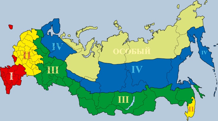 Карта климатических поясов России
